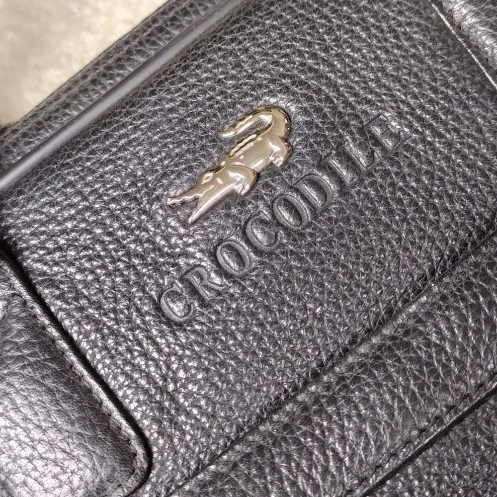 Crocodile brand unisex black pebbled leather bag. NWT.